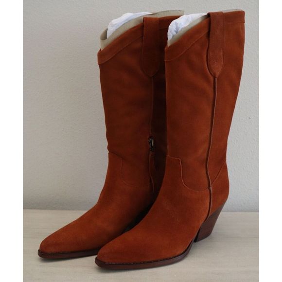Sam Edelman I2733L2700 Women's Sz 7M Brown Rust Suede Jamie Western Boots - Picture 4 of 12